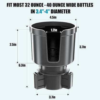 Upgraded Car Cup Holder Expander Adapter with Offset Adjustable Base, Compatible with Yeti 14/24/36/46oz Ramblers, Hydro Flasks 32/40oz, Other Large Bottles Mugs in 3.5"-4.0", 1 Pack
