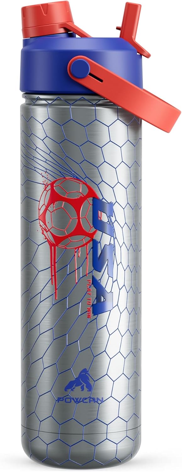 POWCAN 26 oz Insulated Water Bottle with 2-in-1 Straw and Spout Lid, Keep Cold 24H, Leak-Proof, Fits in Car Cup Holder, Stainless Steel Water Bottle for Sports, Travel, and School (Mint)