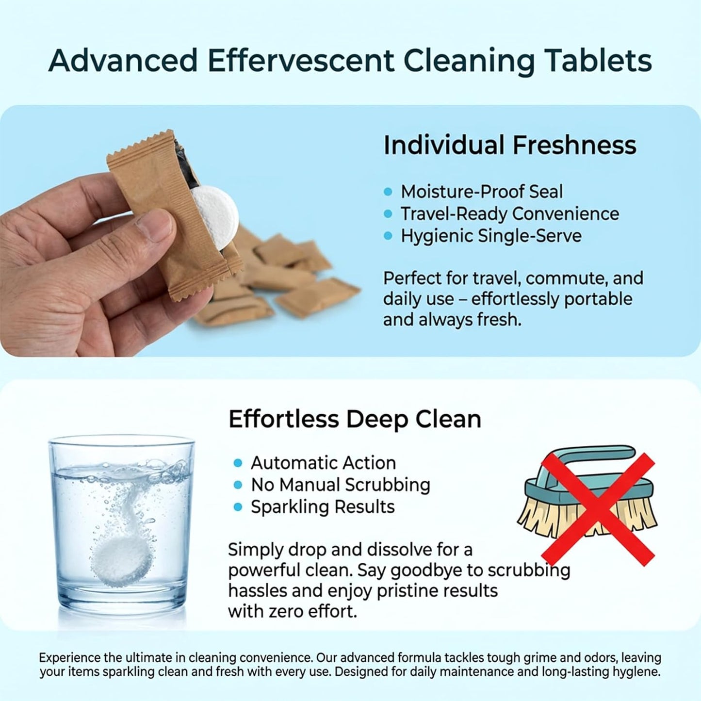 RAINFLOW 40 Pcs Water Bottle Cleaner Tablets - Water Bottle Cleaning Tablets for Stainless Steel, Tumblers, Reusable Bottles, Bottle Cleaner Tablets Remove Coffee & Tea Stains, Odor Buildup