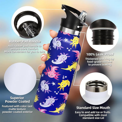 Pickleball Sport Water Bottle with Straw, Vacuum Insulated Stainless Steel Thermal Drinking Travel Mug Cups For Gym Fitness Camping-20oz/600ml