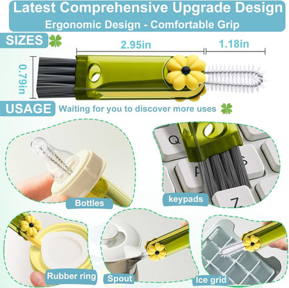 4 in 1 Cup Lid Cleaning Brush - Multifunctional Water Bottle Crevice Cleaning Brush, Portable Cup Lid Brush, Home Kitchen Crevice Brush Tools for Tiny Cup Lid Detail, Bottle Tight Spaces Cup (3 PCS)