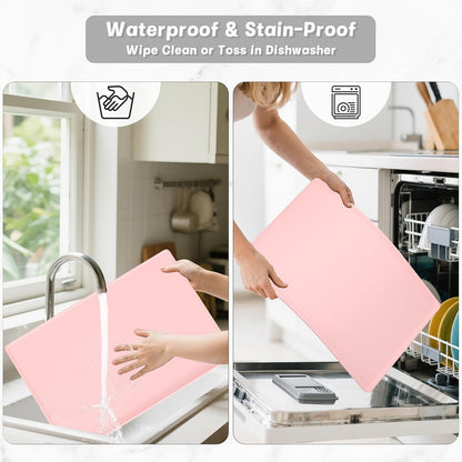 Rnivvi Silicone Coffee Mat, 16" x 24" Waterproof Raised Edge Coffee Bar Mats for Espresso Machine Station Accessories, Heat Resistant Detachable Dish Drying Pad for Kitchen Counter, Dish Rack, Green
