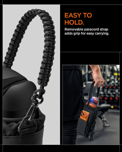 Spigen Life Magnetic Gym Bag for Men Tumbler Carrier Holder Bag for 20oz–40oz Water Bottles w/Molle System, Phone Pocket, Drawstring/Cord Lock, D-Ring Strap, Waterproof