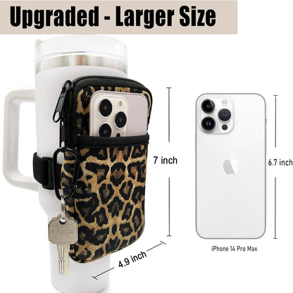 LMYUHONG Water Bottle Pouch For Stanley cup accessories 40oz 20oz 30oz,tumbler pouch with Versatile Pocket, for Cards, Keys,Earphone. Fits for Phones, Use for Running, Walking, Hiking,Biking,DeepPink