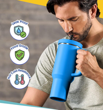 40 Oz Tumbler Flip Straw Lid for Stanley Quencher, Silicone Leak Proof Replacement Cover Reusable, Splash Resistant Cup Lids Accessories with Cleaning Brush Set
