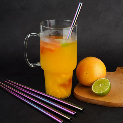 Tomorotec 8-Pack Stainless Steel Straws Fit for 40oz Stanley Tumblers, 12" Metal Straws Fit for Stanley Cup with 1 Brush, Reusable Drinking Straws for Smoothies, Milkshakes, Dishwasher Safe & BPA-Free