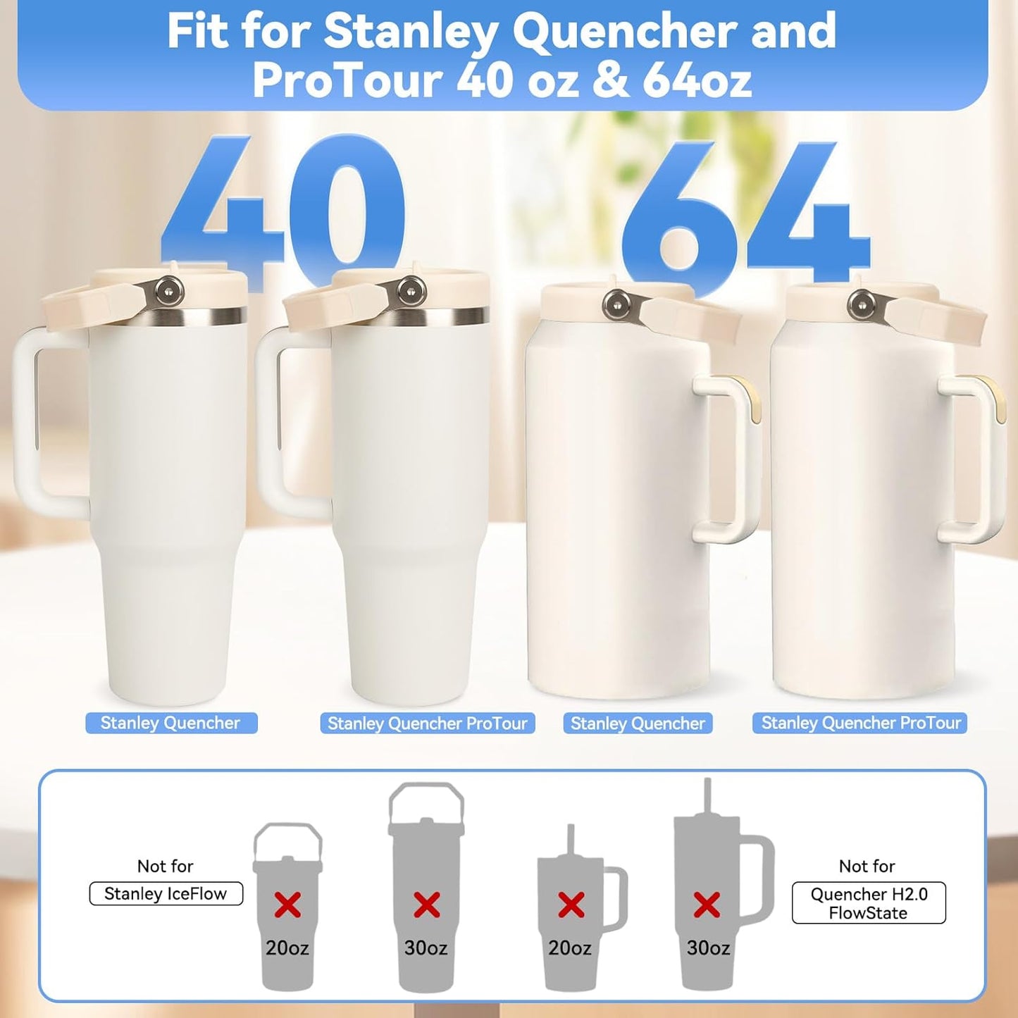 Flip Straw Lid for Stanley 30oz and 20oz, Leak Proof Top Replacement with Handle for 30&20 oz Stanley Quencher and ProTour, Detachable No Spill Lids Reusable Lids Accessories for StanleyCup, Rose