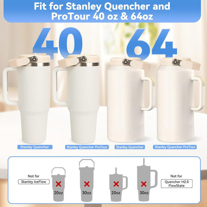 Flip Straw Lid for Stanley 30oz and 20oz, Leak Proof Top Replacement with Handle for 30&20 oz Stanley Quencher and ProTour, Detachable No Spill Lids Reusable Lids Accessories for StanleyCup, Rose