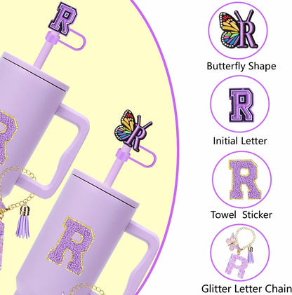 7pcs Cup Accessories for Stanley 30/40oz Tumbler, Handle Strap, Straw Cover, Silicone Boot, Letter Charm Stickers