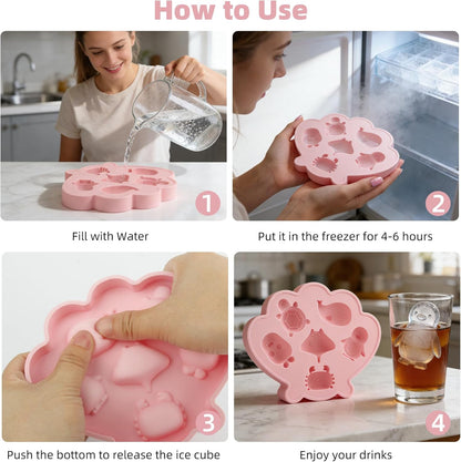 Fu Store Ice Cube Tray Shell Silicone Ice Cube Trays with Cute Marine Life Shapes Cubes Easy to Release Perfect for Freezer Home, Kitchen, Drinks, Cocktail, Coffee, Chocolate Mold (Blue)