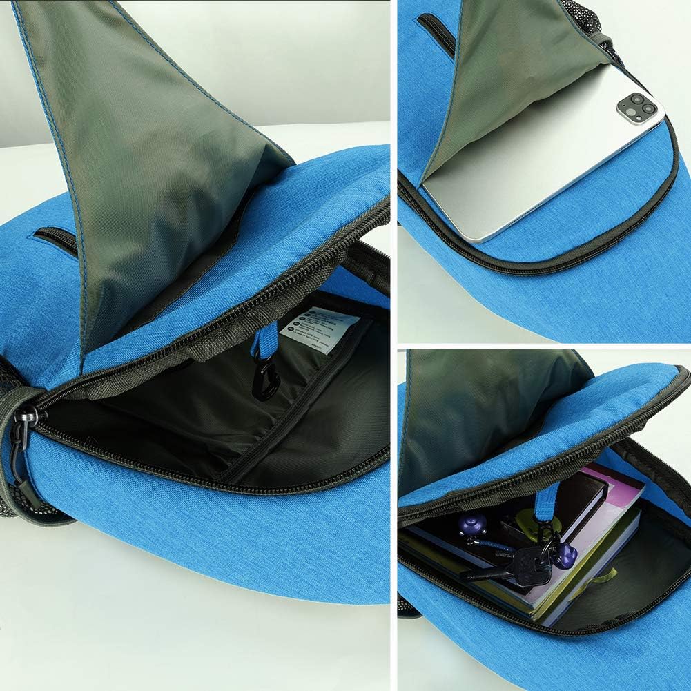 WATERFLY Crossbody Sling Backpack Sling Bag Travel Hiking Chest Bag Daypack (Black)