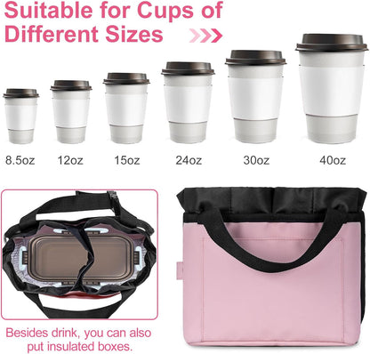 Multifunctional Luggage Travel Cup Holder for Suitcases Free Hand Drink Caddy Fits Suitcase Handles, Also, as an Automotive and Stroller Cup Holder, Travel Accessories (Black)