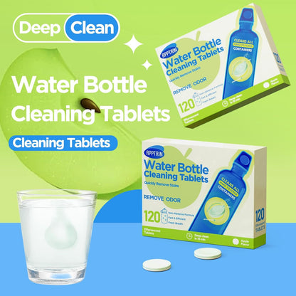 Water Bottle Cleaning Tablets, Bottle Clean Tablet for Hydration Bladders, Stainless Steel, Tumblers, and Glass Bottles, 120 count (Pack of 1), Apple