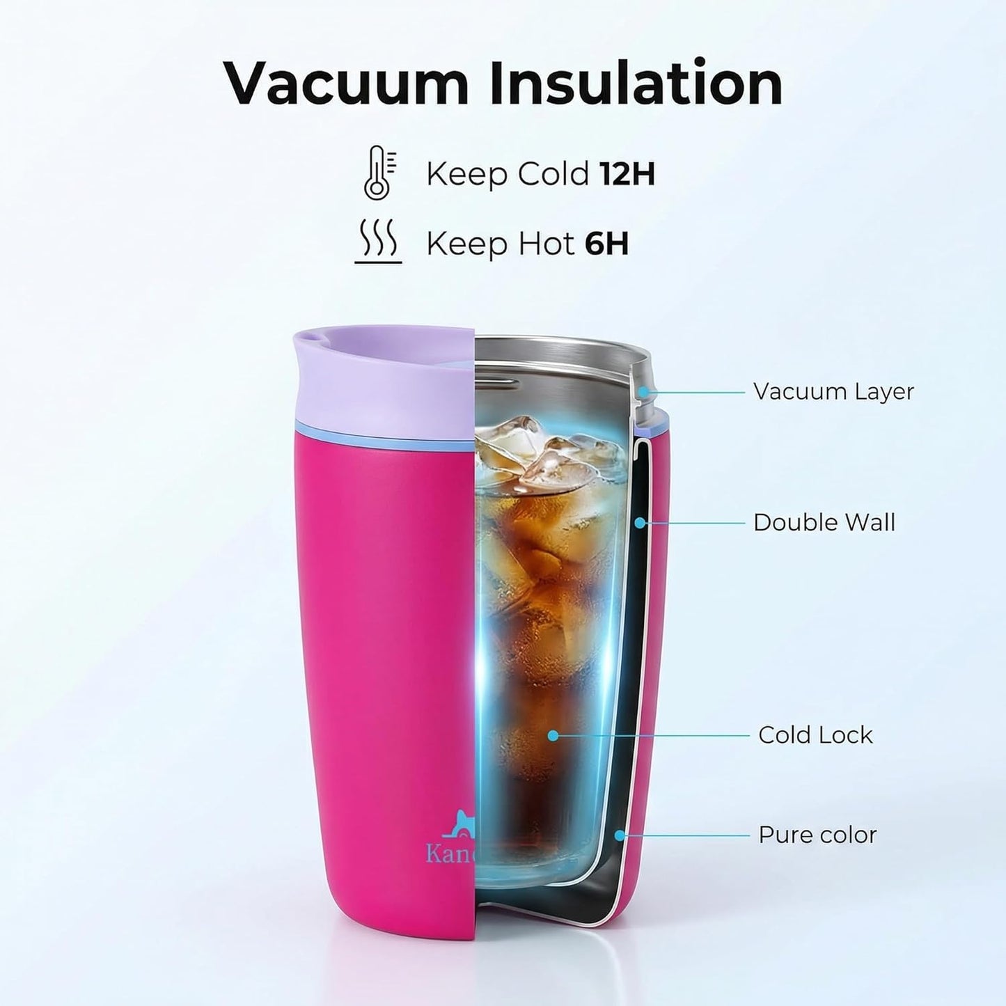 12 oz coffee tumbler Insulated coffee mug with lid Slider Insulated Stainless Steel Coffee Tumbler, Travel Mug for Hot and Iced Beverages insulated travel coffee mug (pink)
