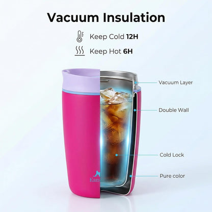 12 oz coffee tumbler Insulated coffee mug with lid Slider Insulated Stainless Steel Coffee Tumbler, Travel Mug for Hot and Iced Beverages insulated travel coffee mug (pink)