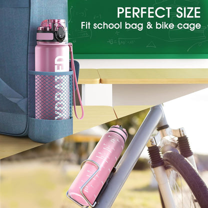 Sahara Sailor Water Bottle 32oz, Durable and Leakproof Water Bottles Motivational with Time Marker, Tritan, BPA Free, Wide Mouth with Easy Clean Brush for Gym, Travel, Home, School, Office (1 Bottle)