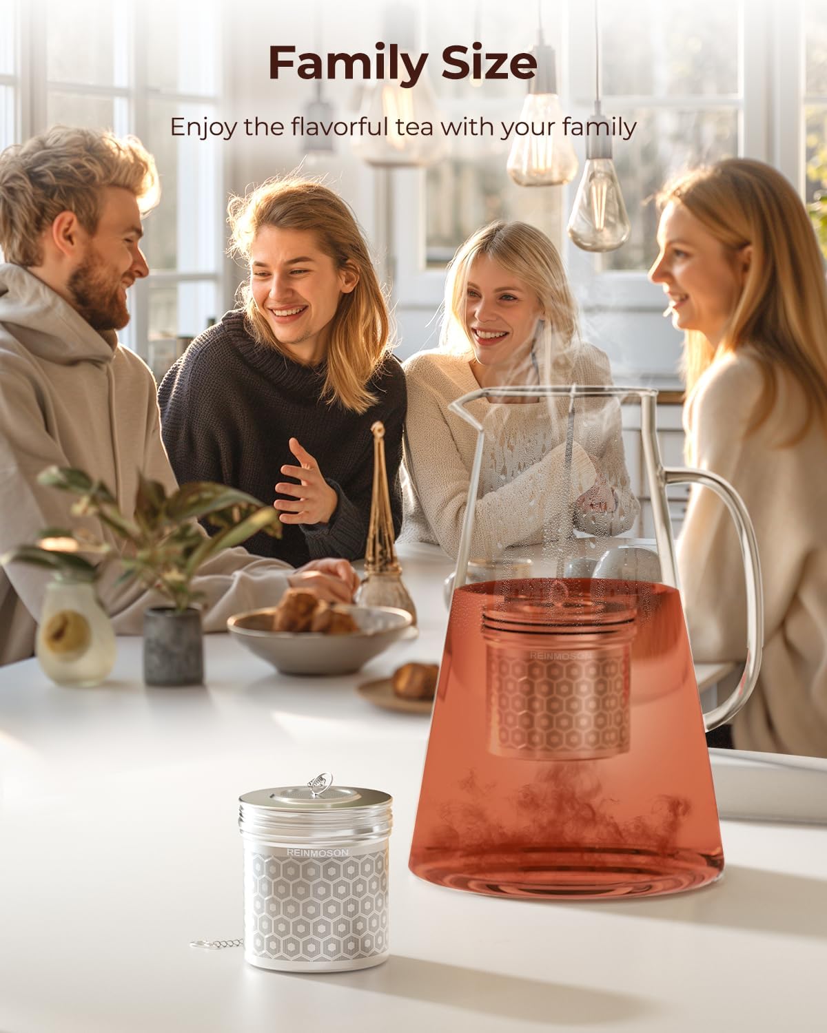 Reinmoson Tea Strainers for Loose Tea, Extra Fine Mesh Tea Infuser, 304 Stainless Steel & Updated Slim Threaded Lid, Loose Leaf Tea Steeper for Black Tea, Rooibos, etc
