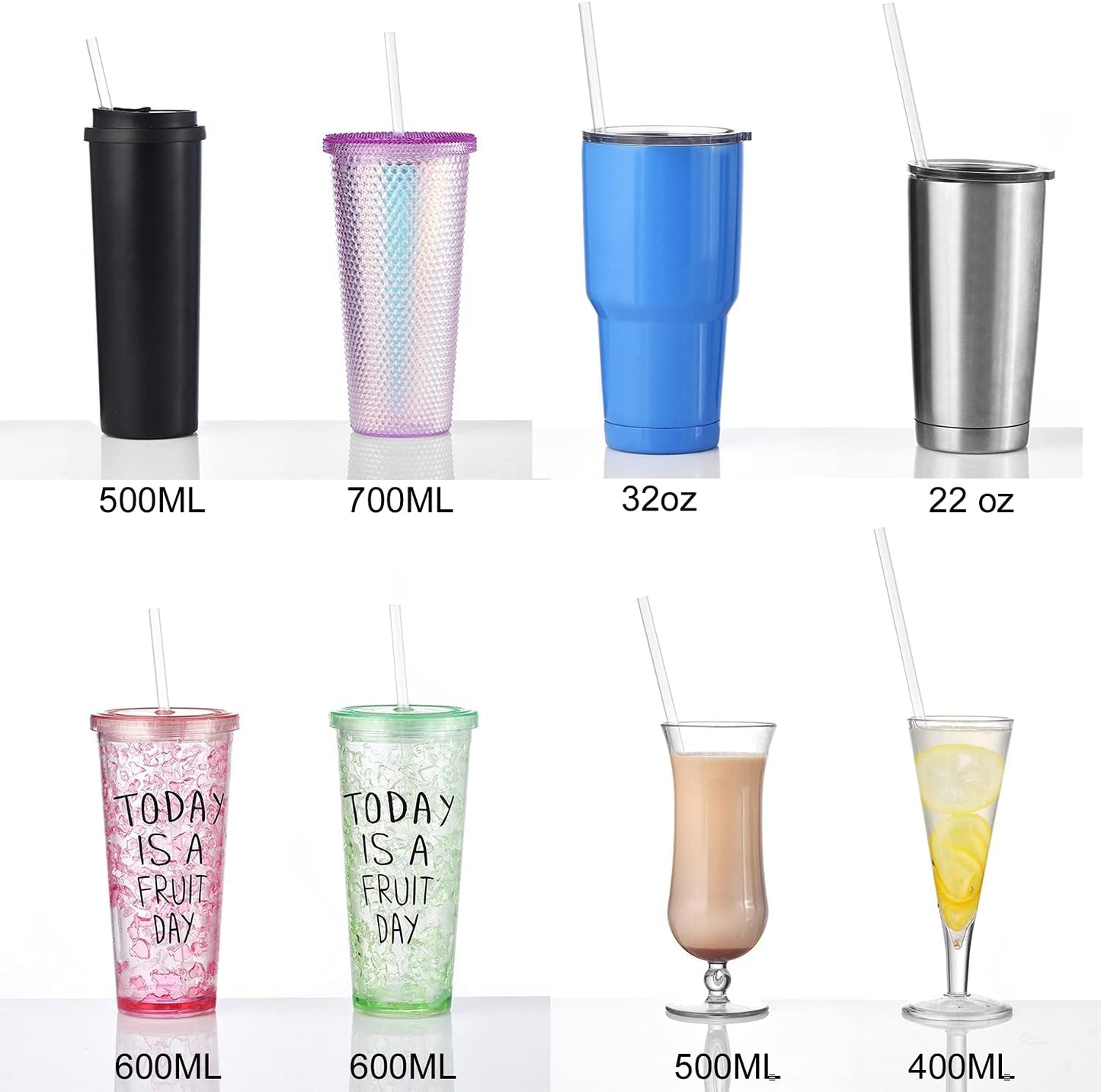 ALINK 12-Pack Reusable Clear Plastic Straws, 10.5 in x 0.3 in Replacement Tumbler Straws, BPA-Free Dishwasher-Safe Hard Straws with Brush for Stanley, YETI, Starbucks, Owala, Mason Jars 16–32 oz Cups