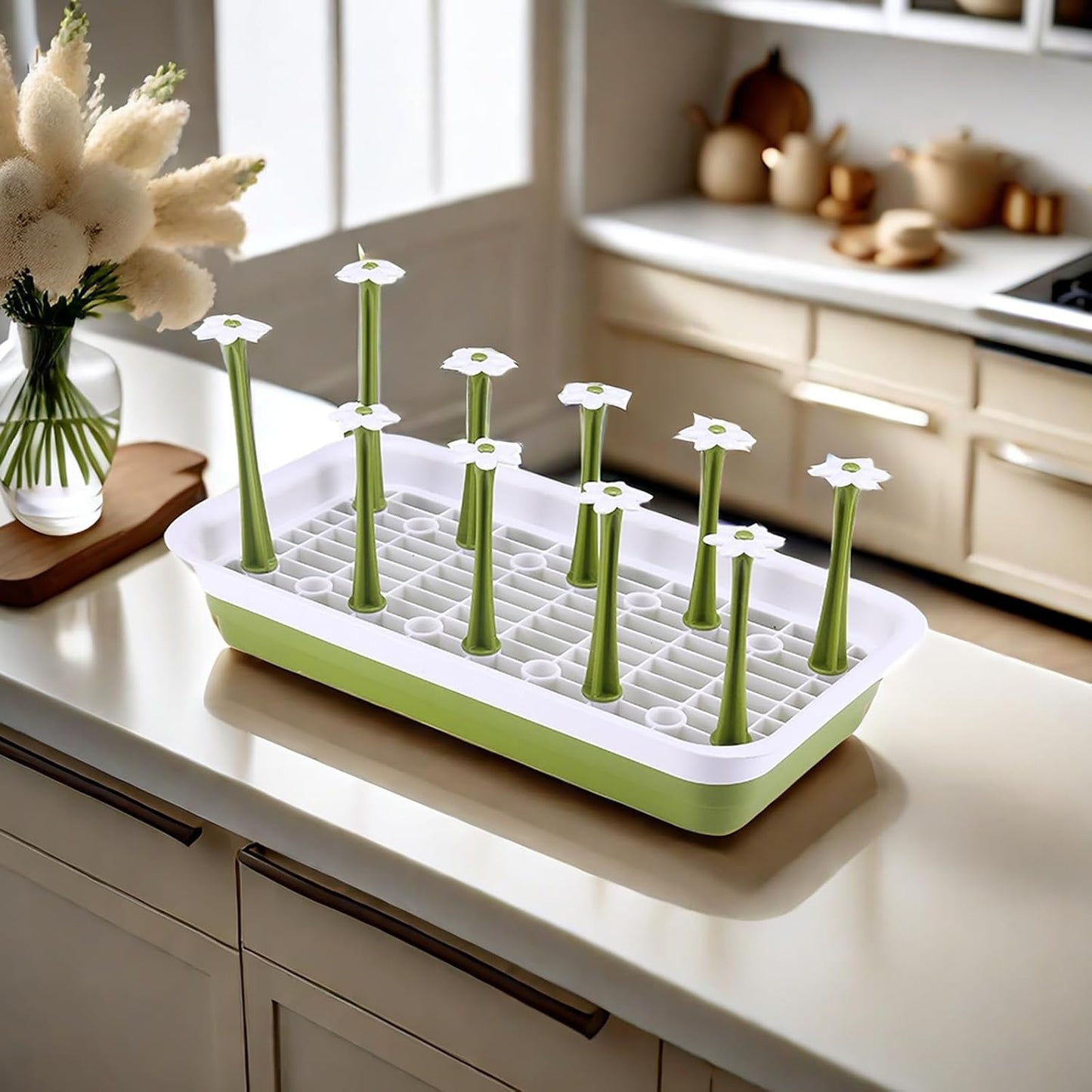 Removable Large Water Bottle Drying Rack, Vertical Bottle Drying Rack Kitchen Counter for Drinking Glass, Insulated Mugs, Baby Bottles, Sports Bottles, Plastic Bag, Wine Glass, Tumblers, Water Cups