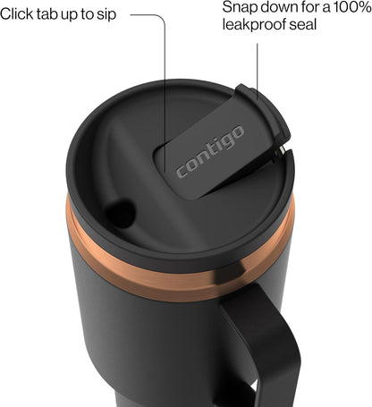 Contigo SnapSeal 30 oz Stainless Steel Vacuum-Insulated Tumbler with Handle & Reusable Straw, Leakproof AutoClose Lid, Cup Holder Friendly, BPA-Free & Lead-Free, Dishwasher Safe