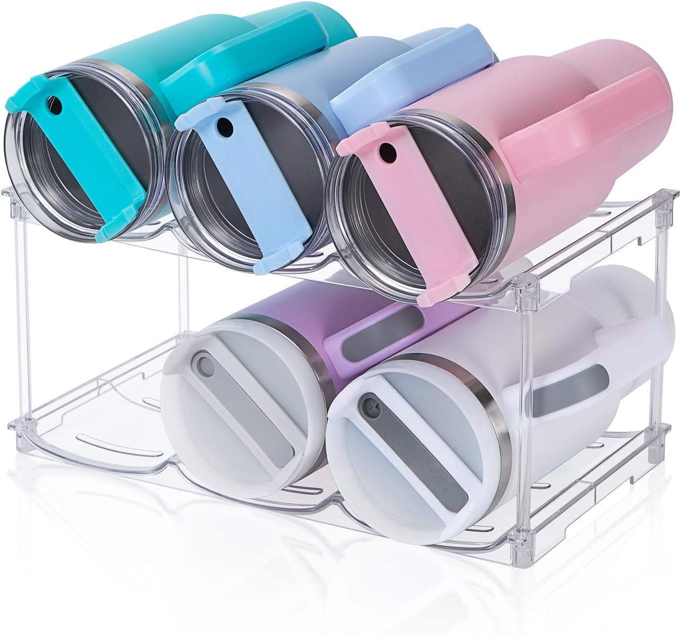 Stackable Water Bottle Organizer for Stanley 40 oz Tumbler, Water Bottle Holder for Cabinet, Pantry Kitchen Organizers and Storage for Stanley Cup Accessories, Tumbler Organizer and Wine Rack, 3Pack