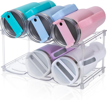 Stackable Water Bottle Organizer for Stanley 40 oz Tumbler, Water Bottle Holder for Cabinet, Pantry Kitchen Organizers and Storage for Stanley Cup Accessories, Tumbler Organizer and Wine Rack, 3Pack