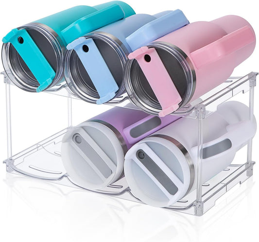 Stackable Water Bottle Organizer for Stanley 40 oz Tumbler, Water Bottle Holder for Cabinet, Pantry Kitchen Organizers and Storage for Stanley Cup Accessories, Tumbler Organizer and Wine Rack, 3Pack