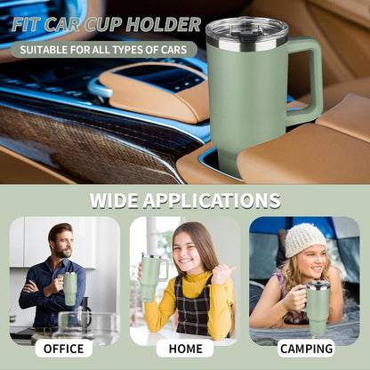 40 oz Tumbler with Handle, Insulated Tumbler with Lid and Straw, Reusable Stainless Steel Vacuum Insulated Cup, 100% Leak Proof Thermal Travel Coffee Mug Cup for Cold and Hot (Light Purple)