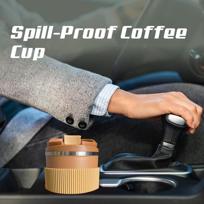 YINBAOGE Insulated Travel Coffee Mug, Spill & Leak Proof, Portable To Go Camping Stainless Steel Coffee Tumbler, Reusable Thermal Coffee Cup with Lid for Hot & Cold Drinks (Black, 12 OZ)