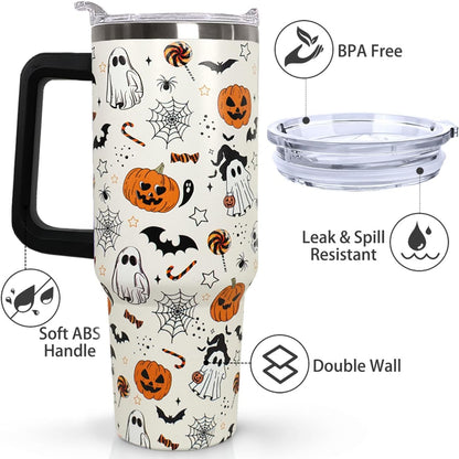 Ceovfoi 40 oz Pickleball Coffee Mug Vacuum Insulated Travel Tumbler with Handle, Lid & Straw - Perfect Pickleball Gifts for Players, Coaches, Lovers | Pickleball Accessories