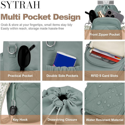SYTRAH Water Bottle Bag Crossbody，Insulated Water Bottle Purse Crossbody Water Bottle Holder with Strap 40 oz