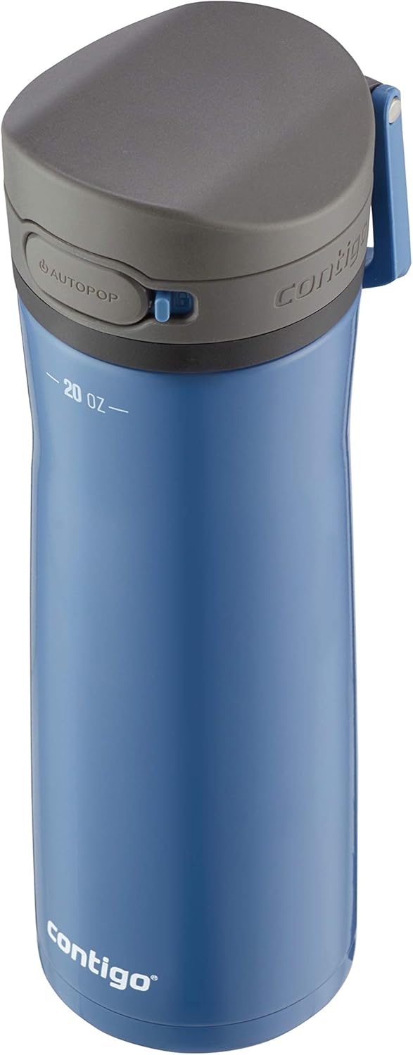 Contigo Jackson Chill 2.0, Vacuum-Insulated Stainless Steel Water Bottle with Secure Lid, Leak-Proof Travel Friendly, 20oz Capacity, Blueberry Color, Keeps Drinks Cold for 12 Hours