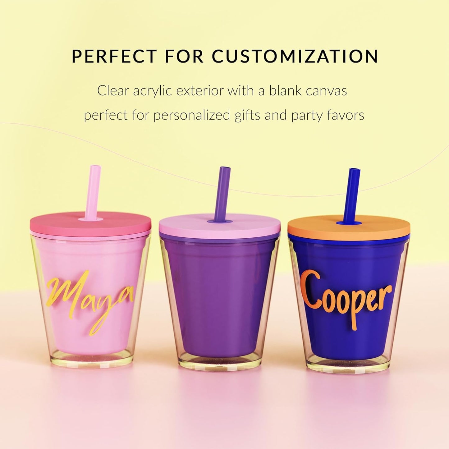 Maars Classic Acrylic Tumbler with Lid and Straw | 16oz Premium Insulated Iced Coffee Cups, Double Wall Reusable Plastic Cups - Clear, 2 Pack