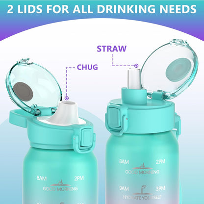 SLUXKE 24oz Insulated Water Bottle 18/10 Stainless Steel with 2Lids(Straw Lid& Spout Lids), 700ml Double Wall Vacuum Water Bottle with Handle Keep Cold and Hot for Men, Women & Kids PURPLE PINK
