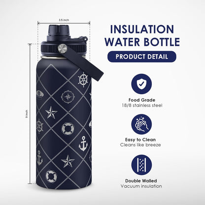 SANDJEST Gym Insulated Engraved Stainless Steel Water Bottle 32oz, Vacuum Chug Lid Travel Tumbler For Men Friends Dad Gymer Trainer, Gym Mode on, Birthday Christmas Father's Day
