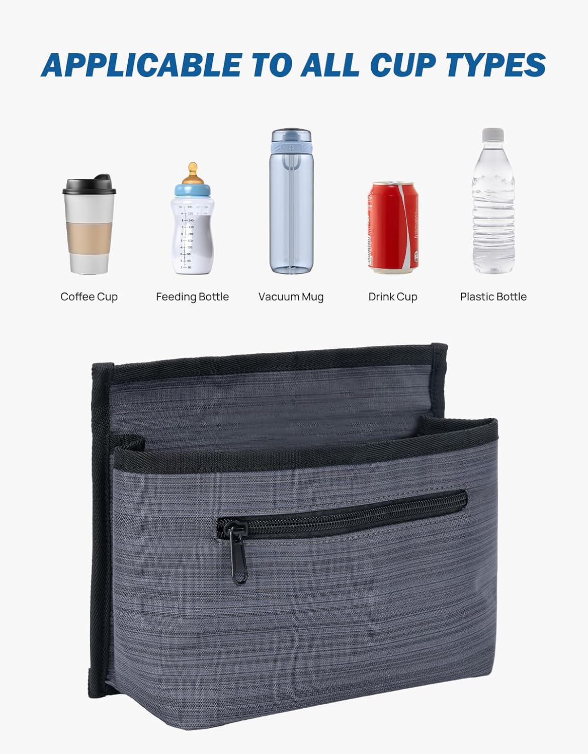 ZHCHG Luggage Travel Cup Holder Attachment for Suitcase Drink Carrier Caddy, Coffee Mug and Tumblers, Traveler Carry on Hands Free Accessory- Gifts for Flight Attendants Travelers Accessories- Black