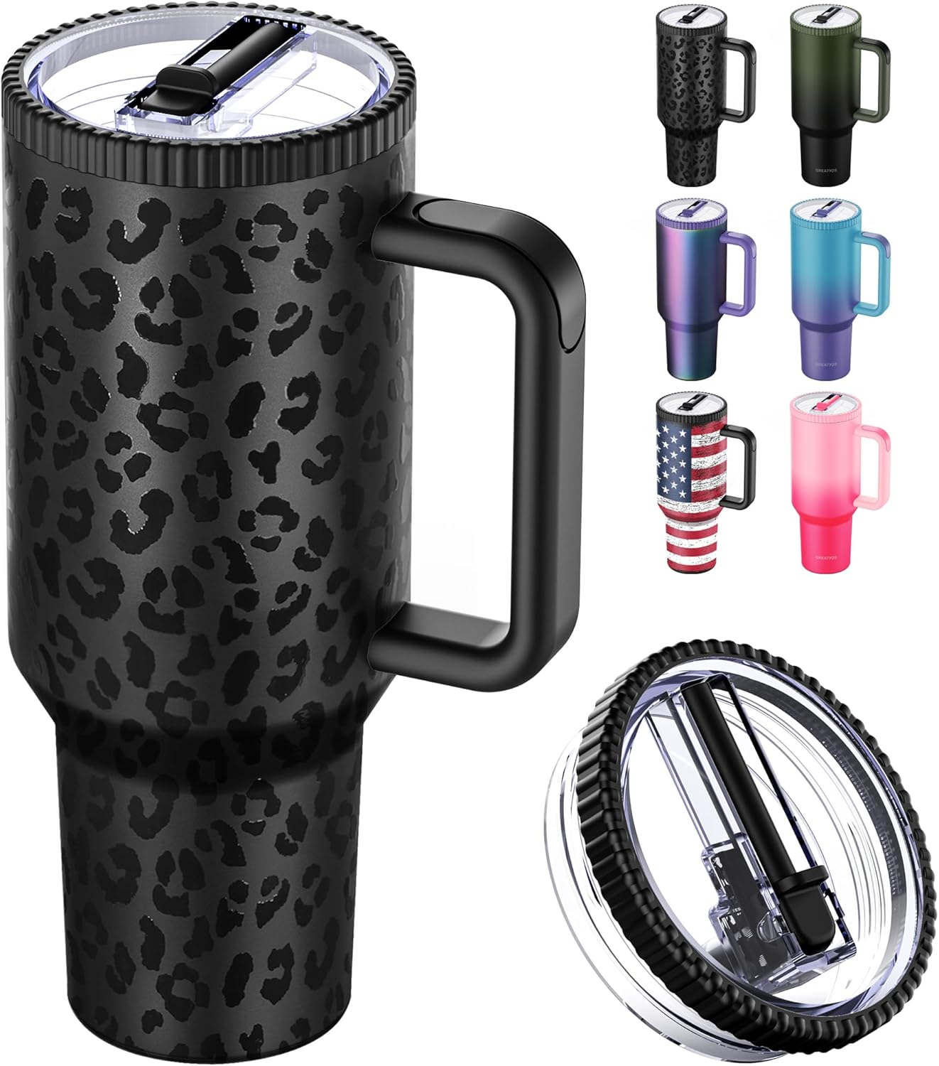 Greatyos 40 oz Tumbler with Handle and Flip Straw Lid - Upgraded Traveler 40oz Tumblers with Lids Straws Vacuum Insulated Leak Proof Stainless Steel Cup Mug Gifts for Men Women Him Her (Ocean Dream)