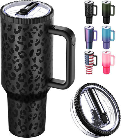 Greatyos 40 oz Tumbler with Handle and Flip Straw Lid - Upgraded Traveler 40oz Tumblers with Lids Straws Vacuum Insulated Leak Proof Stainless Steel Cup Mug Gifts for Men Women Him Her (Ocean Dream)