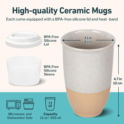 NOVA CERAMICS Coffee Tumbler – Travel Mug - On the Go Coffee Mug – Microwave & Dishwasher Safe Green Coffee Tumbler - Gifts For Women Men Him Her – 16oz – Monsoon