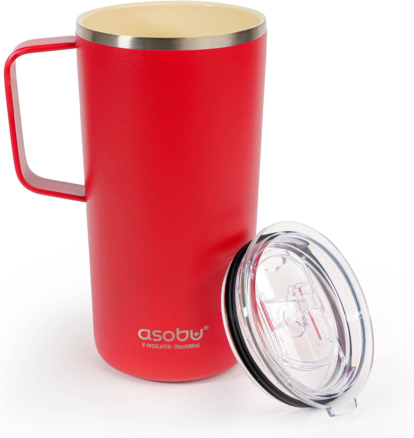 asobu Ultimate Ceramic Travel Mug, 12oz Insulated Stainless Steel Coffee Cup with Handle & Splash-Resistant Lid, Ceramic Lined for Pure Taste, BPA-Free, Double-Wall Vacuum for Hot Drinks