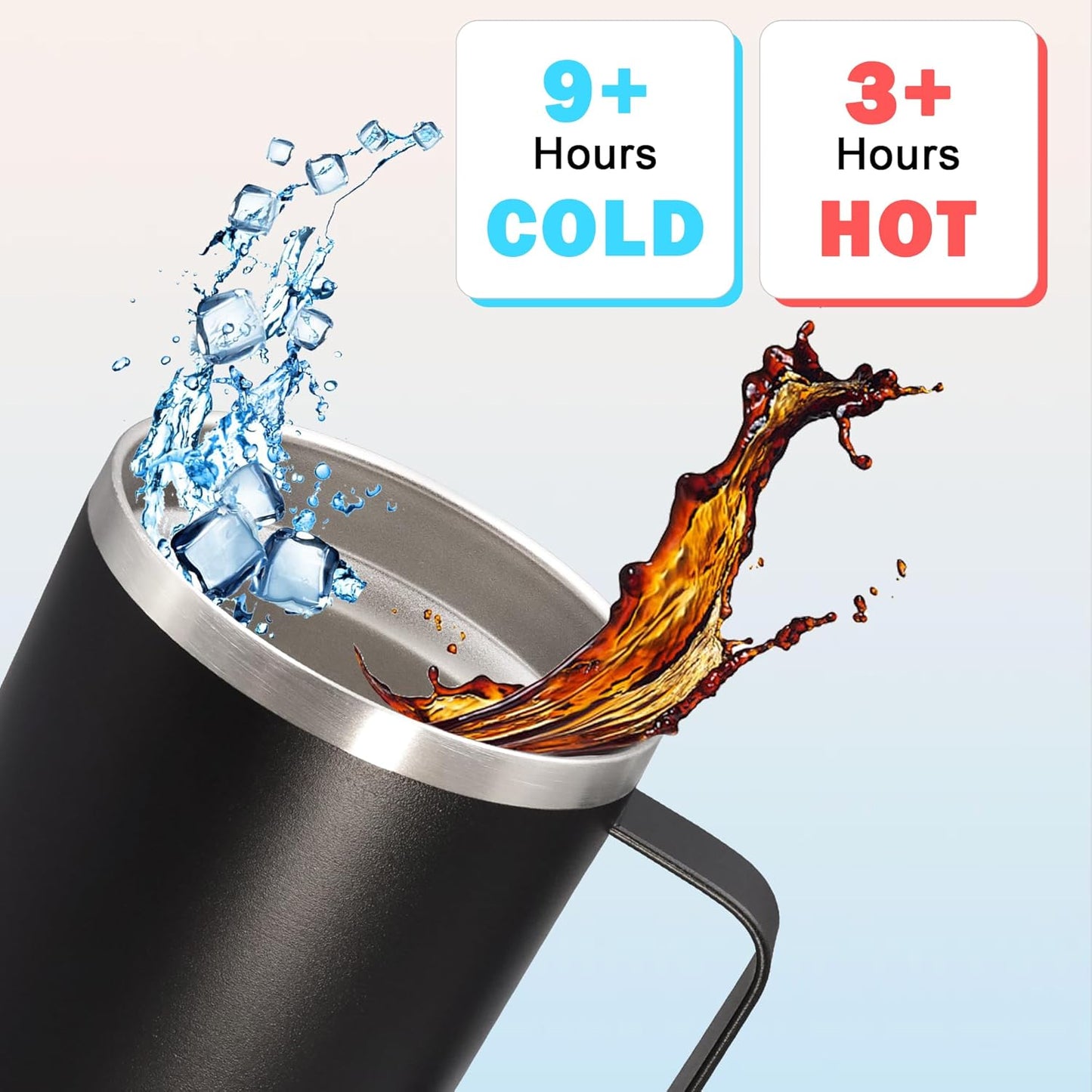 20 oz Tumbler with Handle and Lid, Stainless Steel Tumbler Insulated Travel Coffee Mug, Spill Proof Double Wall Vacuum Tumbler Cup Keep Drink Hot & Cold,White, 1 Pack