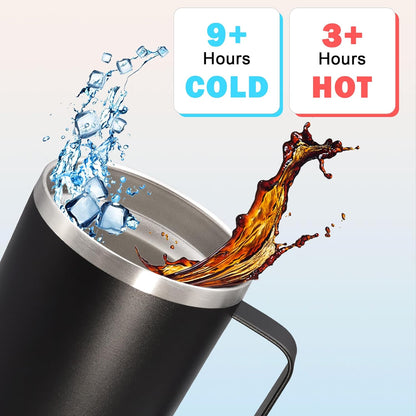 20 oz Tumbler with Handle and Lid, Stainless Steel Tumbler Insulated Travel Coffee Mug, Spill Proof Double Wall Vacuum Tumbler Cup Keep Drink Hot & Cold,White, 1 Pack