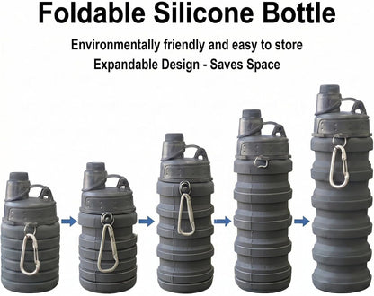 Collapsible Water Bottles Travel water bottle Sports Portable Sport Water Bottle Reusable Water Bottles comes with mountaineering Buckle 500ml silicone Water-proof camping water bottle
