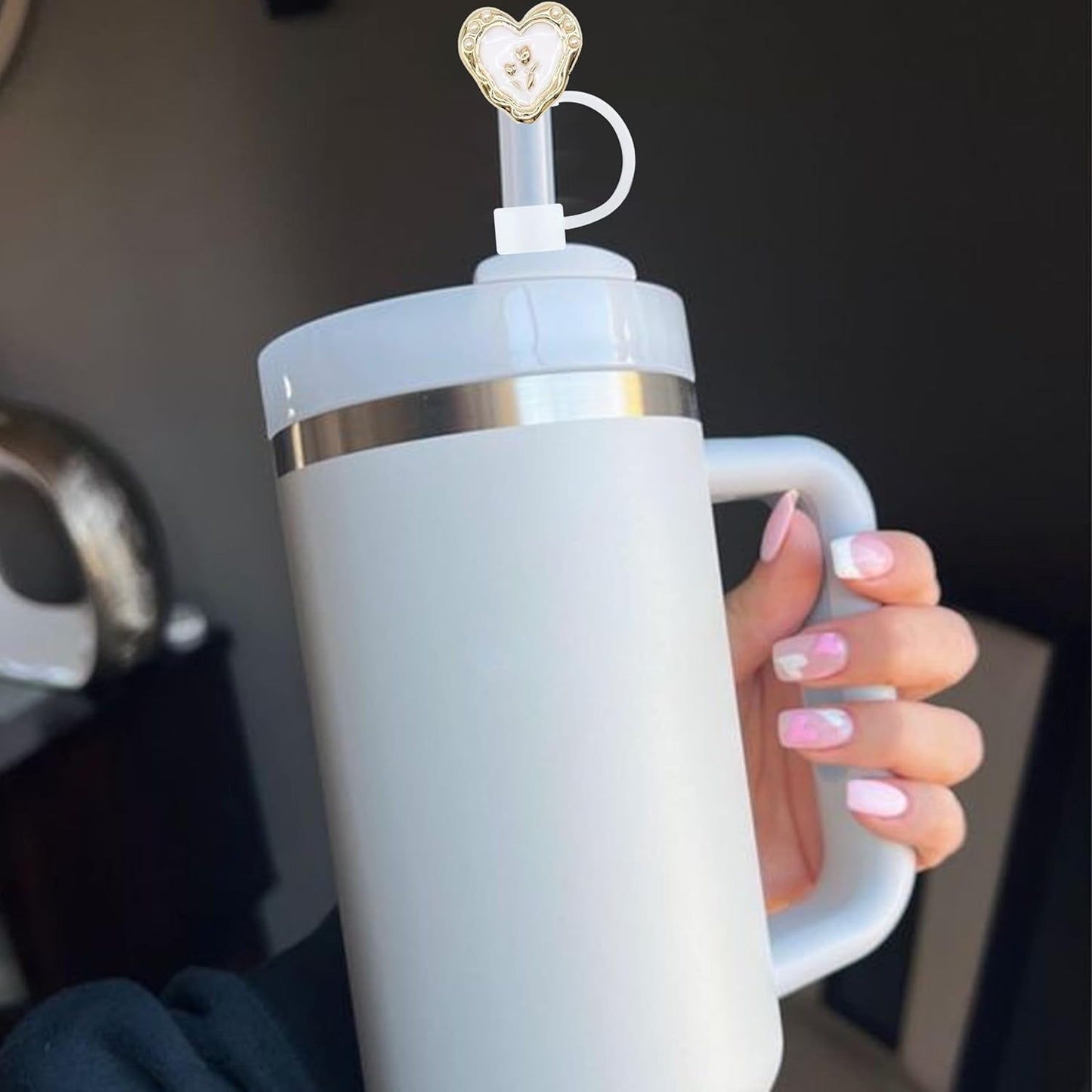 Cute Straw Cover Cap for Stanley Cup Accessories,Bling Straw Toppers for Stanley Tumbler 40&30 oz,Reusable Straws Tips Protectors Compatible with 10mm Straws