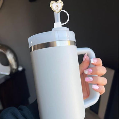 Cute Straw Cover Cap for Stanley Cup Accessories,Bling Straw Toppers for Stanley Tumbler 40&30 oz,Reusable Straws Tips Protectors Compatible with 10mm Straws