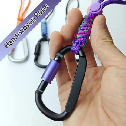 Paracord Keychain/Carabiner Clip - Jaymokes D Ring Metal Hook for Water Bottle, Key, Backpacks and More