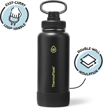 ThermoFlask Insulated Water Bottle with Spout Lid (24 oz, Lemonade Stand) - Leakproof, Stainless Steel Water Bottle for Cold & Hot Drinks, Travel & Daily Hydration