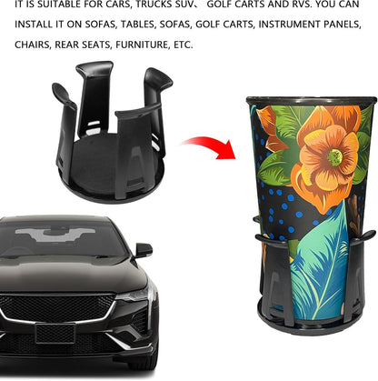 Car Cup Holder Expander, 2PCS Cup Holder Insert Adapter for Car, Adjustable Automotive Slim Can Cupholder Expander for Fixing Beverage Bottle Water Cups, Adhesive Energy Drink Storage Rack