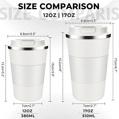 Insulated Coffee Tumbler 12 oz, Stainless Steel Coffee Mug with Lids, Travel Coffee Mug Leak Proof, Double Wall Vacuum Insulated Reusable Coffee Cup, Keep Drinks Hot and Cold (Sky Blue, 12 Ounces)