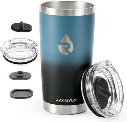 RAYMYLO Insulated Travel Coffee Tumbler 20oz, Detachable & Spill-Proof Slider Lid for Thorough Clean, Stainless Steel Reusable Coffee Mug with Lid Fits Most Car Cup Holder & BPA Free